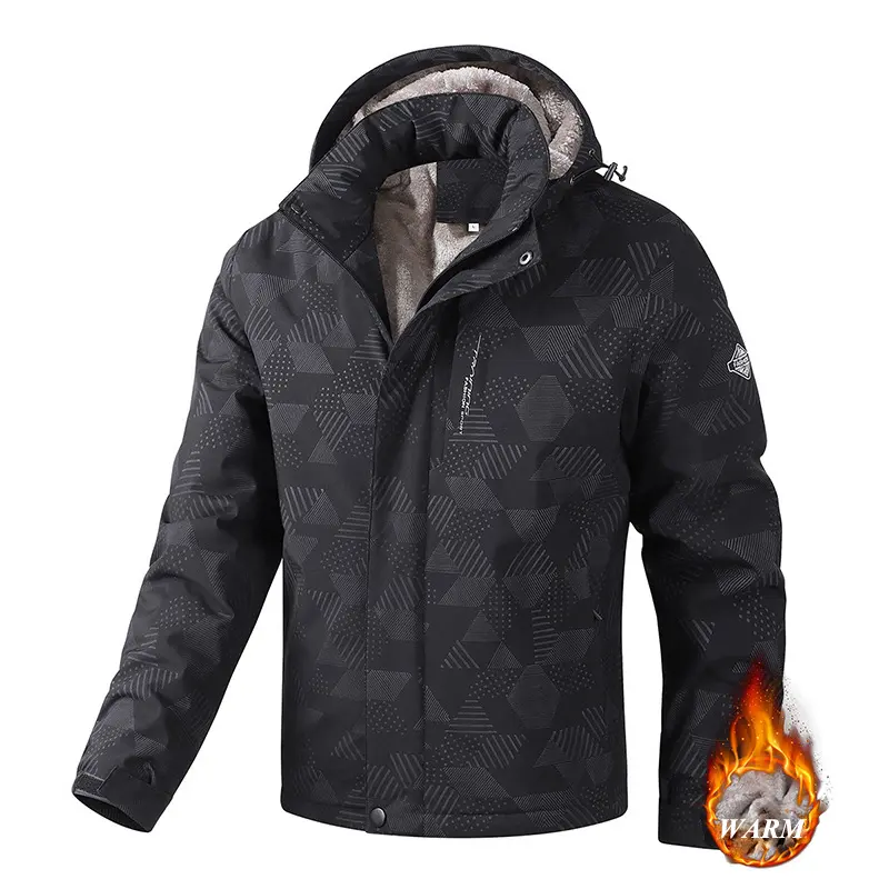 Winter Mens Fleece Warm Down Padded Jacket Men Cotton Thermal Hooded Parkas Men Thick Windbreaker Waterproof Jacket Men Clothing