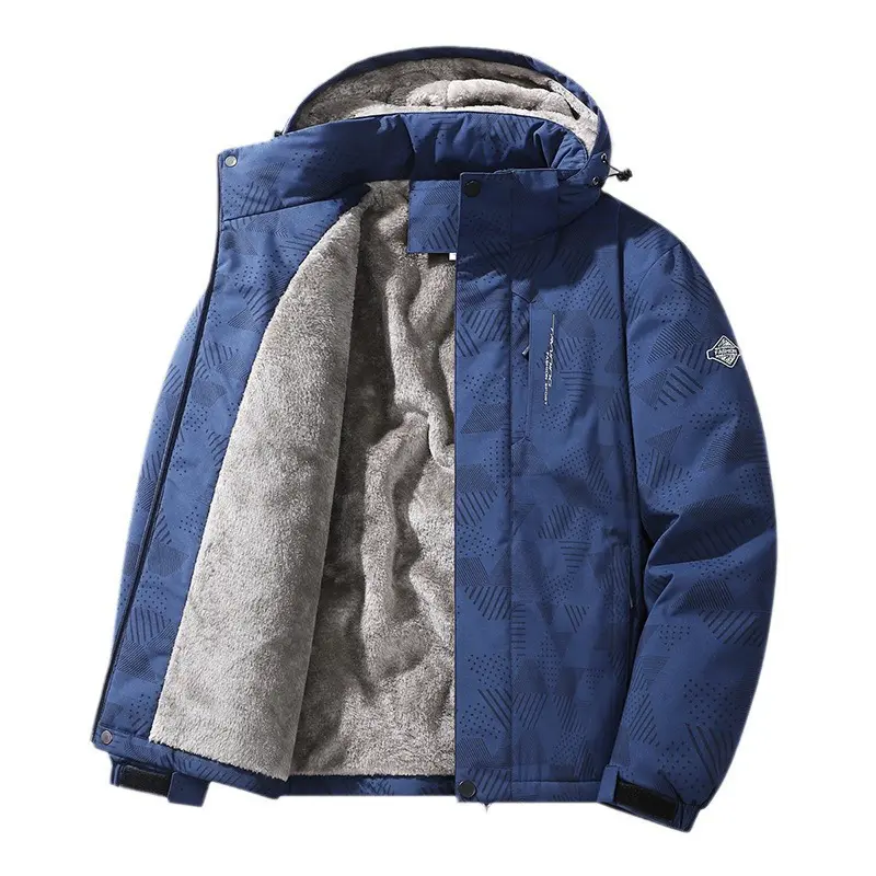 Winter Mens Fleece Warm Down Padded Jacket Men Cotton Thermal Hooded Parkas Men Thick Windbreaker Waterproof Jacket Men Clothing