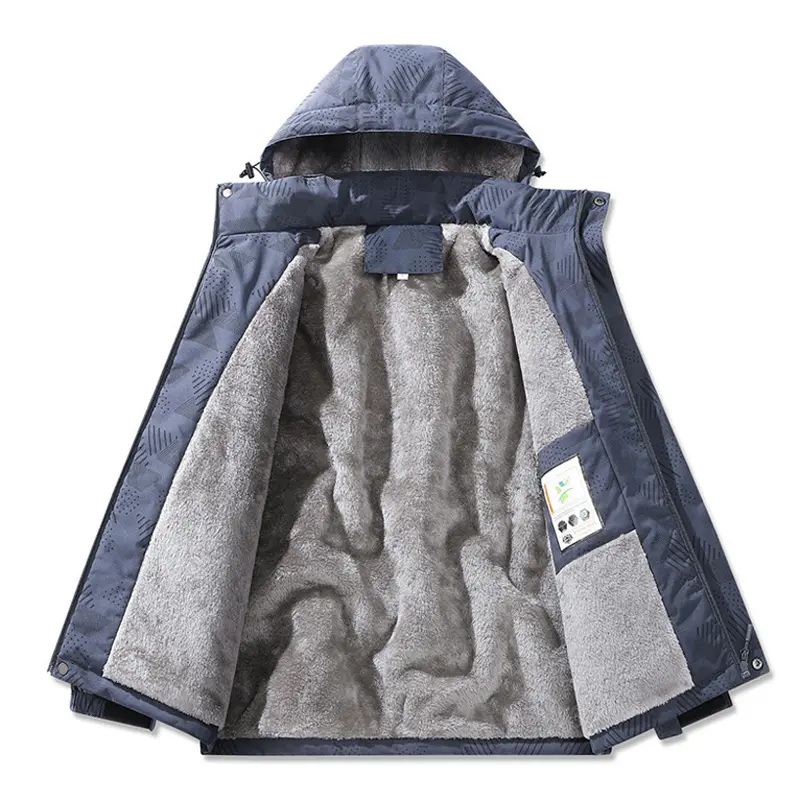 Winter Mens Fleece Warm Down Padded Jacket Men Cotton Thermal Hooded Parkas Men Thick Windbreaker Waterproof Jacket Men Clothing