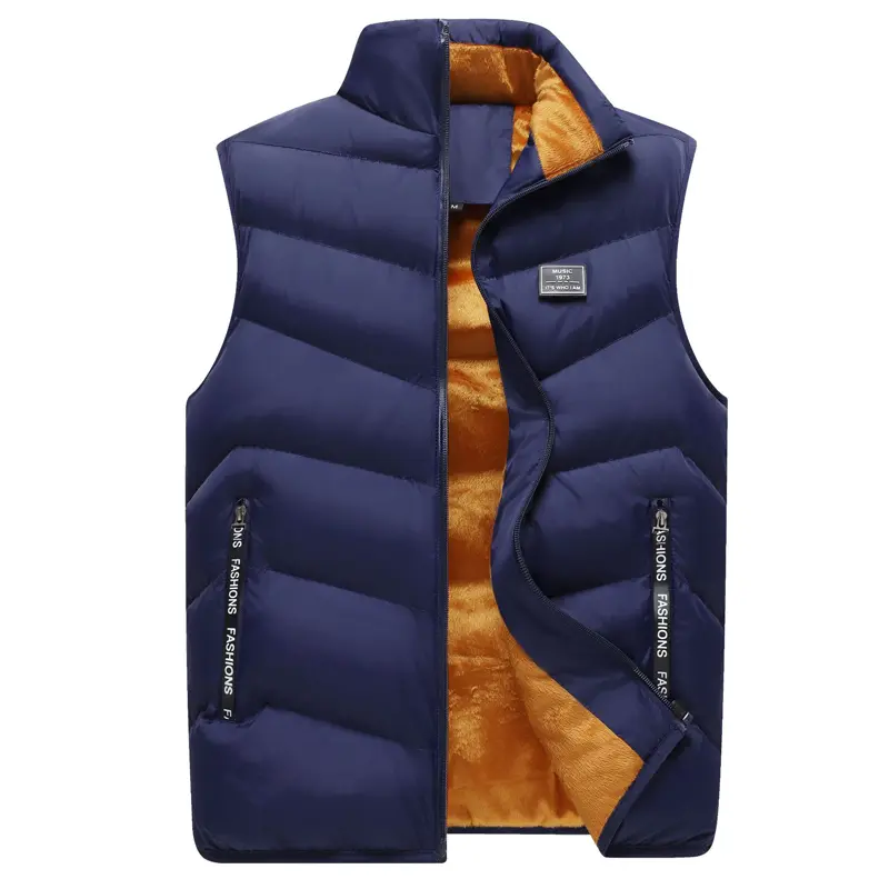 Autumn Winter Men Padded Vest Man Fleece Warm Waistcoats Classical Men Thick Windbreaker Sleeveless Jacket Large Size Clothing