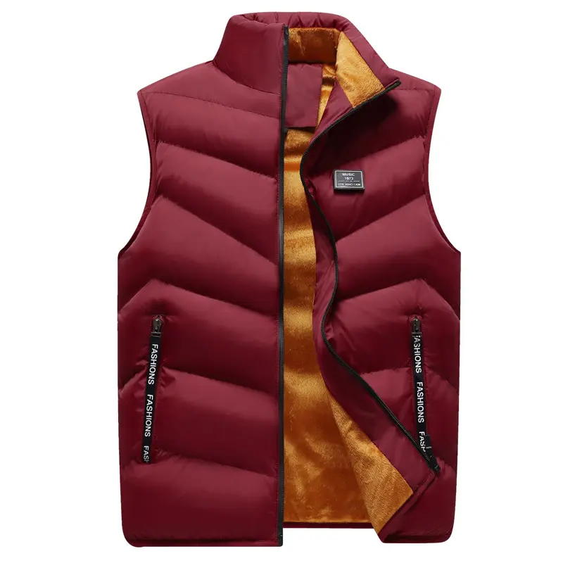 Autumn Winter Men Padded Vest Man Fleece Warm Waistcoats Classical Men Thick Windbreaker Sleeveless Jacket Large Size Clothing