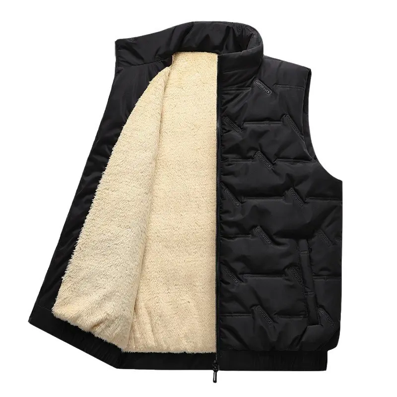 Autumn Winter Mens Fleece Warm Vests Fashion Men Stand Collar Cotton Thicken Waistcoats Men Sports Windbreaker Sleeveless Jacket