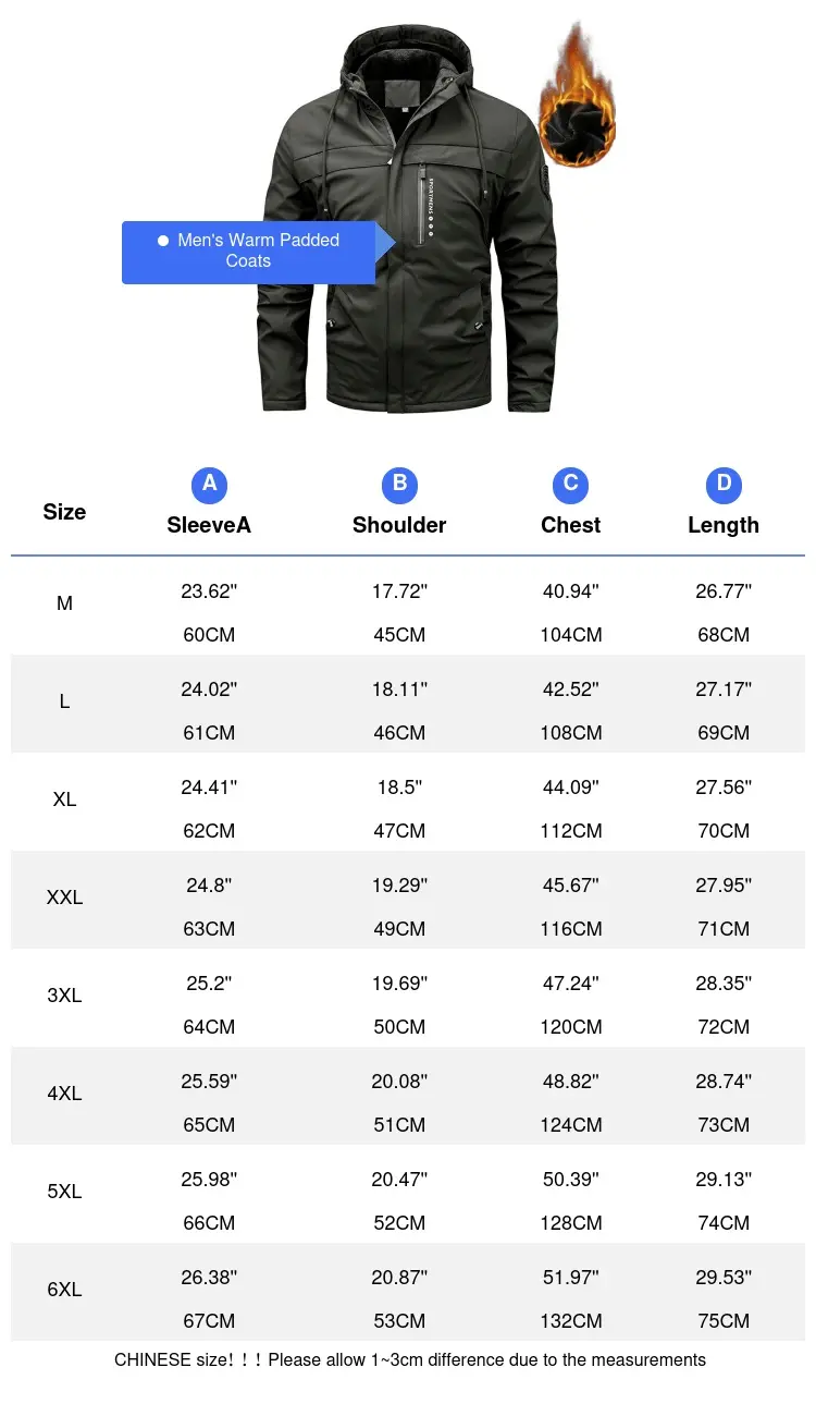 Autumn Winter Men's Padded Jackets Fashion Men's Fleece Lined Warm Hooded Coats Fashion Men Cotton Sports Jackets Clothing 6XL