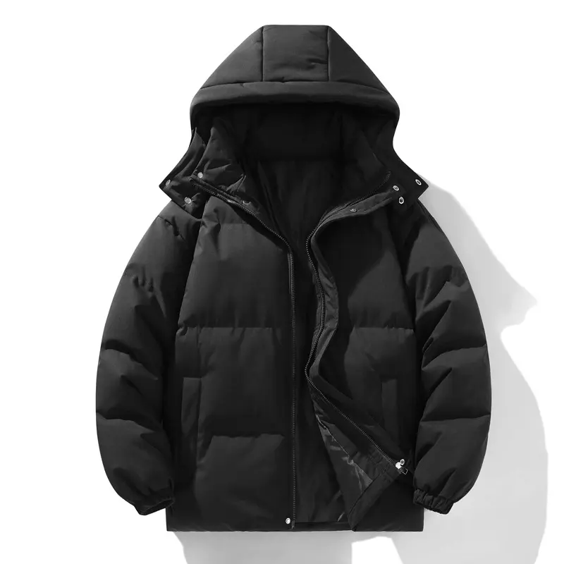Winter Mens Warm Down Padded Jackets Fashion Man Cotton Windbreaker Hooded Parkas Men Loose Thermal Thick Zipper Coats Clothing