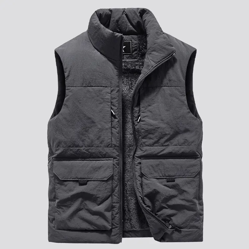 Autmn Winter Men's Warm Vests Male Hiking Multi-Pocket Windbreaker Sleeveless Coats Men Stand Collar Thermal Waistcoats Clothing