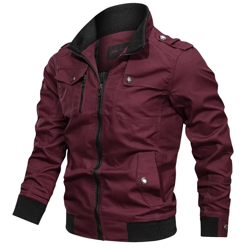 Autumn Men's Bomber Jackets Casual Man Cotton Military Windbreaker Jackets Mens Stand Collar Comfortable Business Coats Clothing