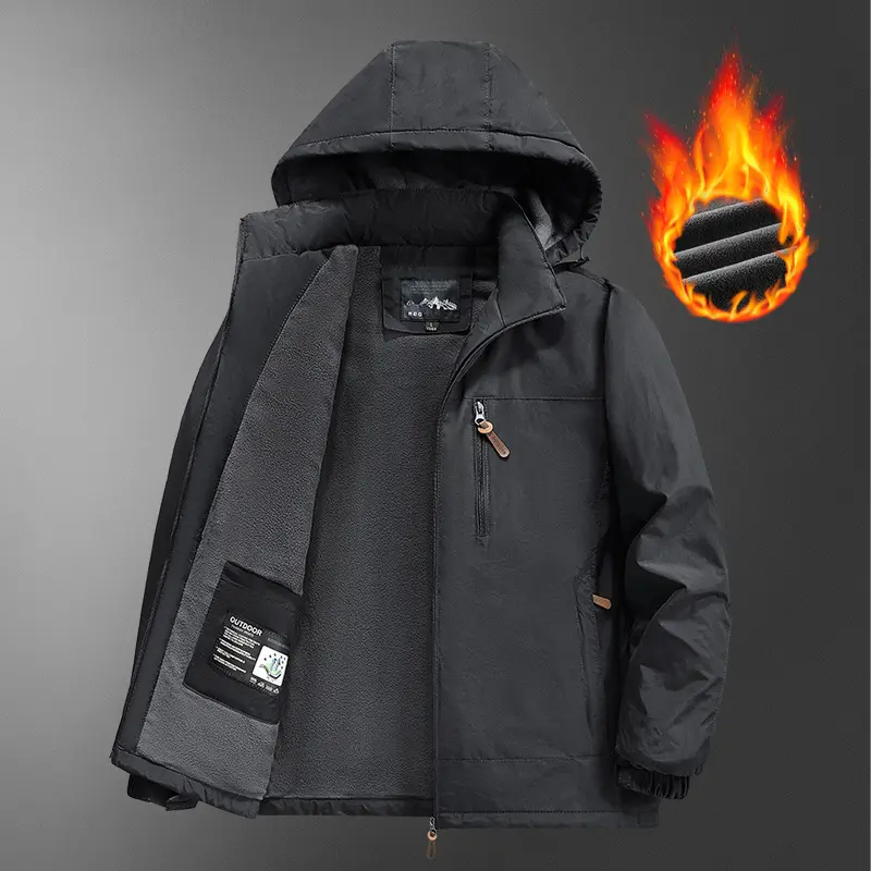Spring Autumn Men's Fleece Warm Jackets Fashion Men Retro Tactical Hiking Hooded Coats Outdoor Men Waterproof Jackets Clothing