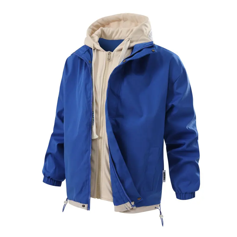 Autumn Winter Men's Bomber Jackets Fashion Men Mock Two-piece Hooded Cardigan Coats Men Windbreaker Loose Baseball Jackets 4XL