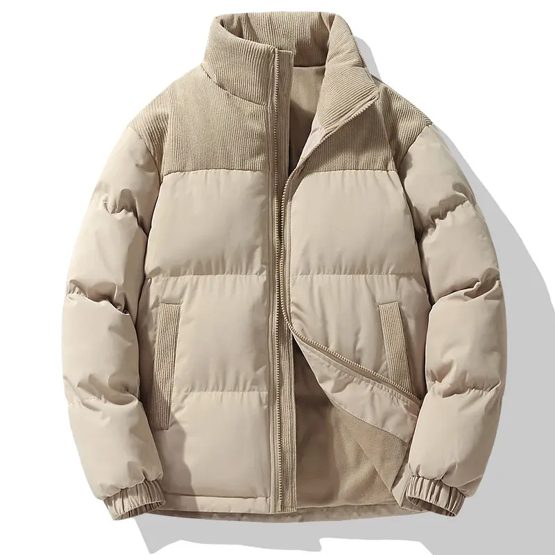 Winter Men's Warm Padded Jackets Fashion Men Corduroy Cotton Down Parka Men Stand Collar Thermal Windbreaker Jacket Clothing