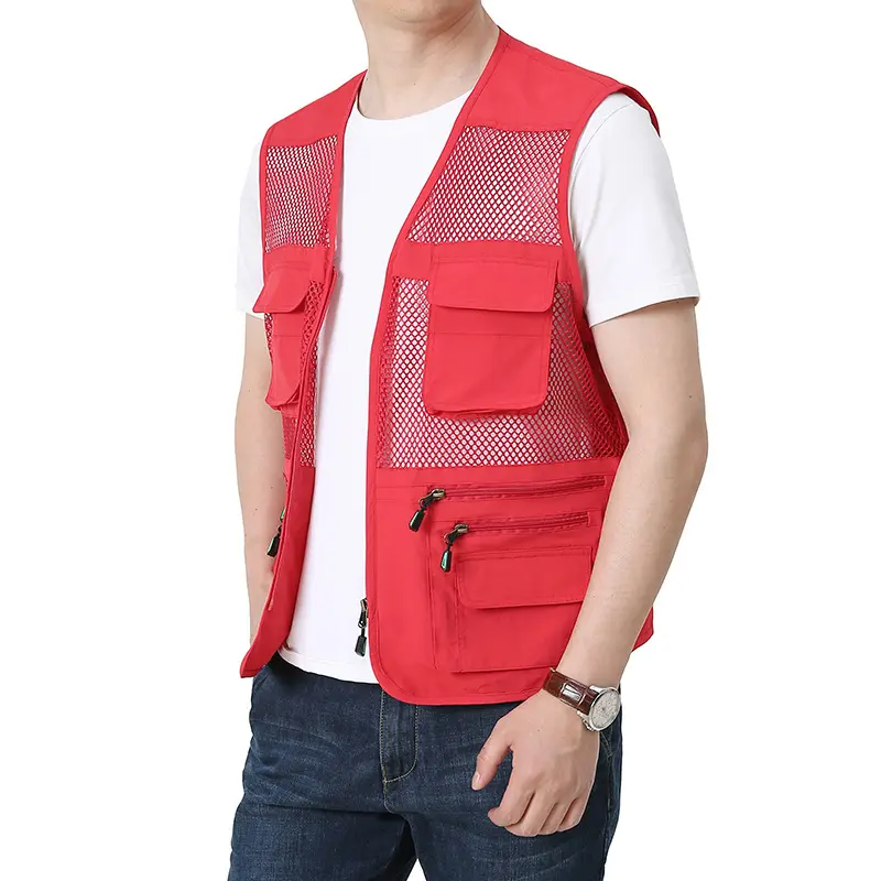Summer Men's Hiking Mesh Vests Outdoor Men Quick Dry Climbing Multi-pocket Waistcoat Man Photography Fishing Work Vests Clothing