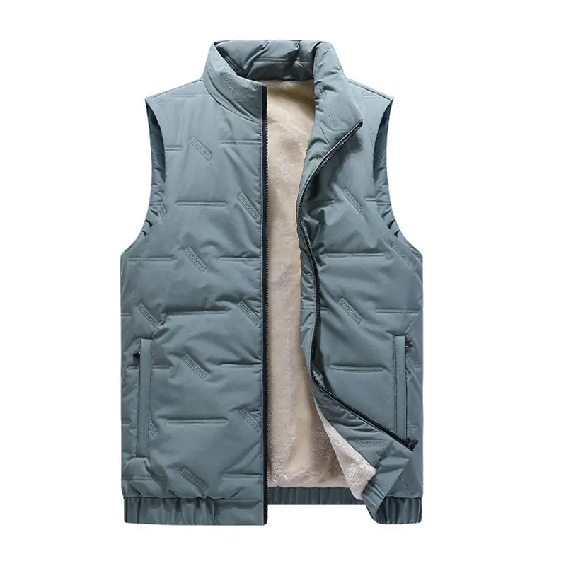 Autumn Winter Mens Padded Vest Man Stand Collar Fleece Warm Waistcoats Men Windbreaker Zipper Sleeveless Jacket Clothing 6XL