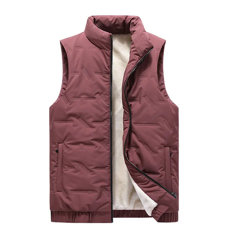 Autumn Winter Mens Padded Vest Man Stand Collar Fleece Warm Waistcoats Men Windbreaker Zipper Sleeveless Jacket Clothing 6XL