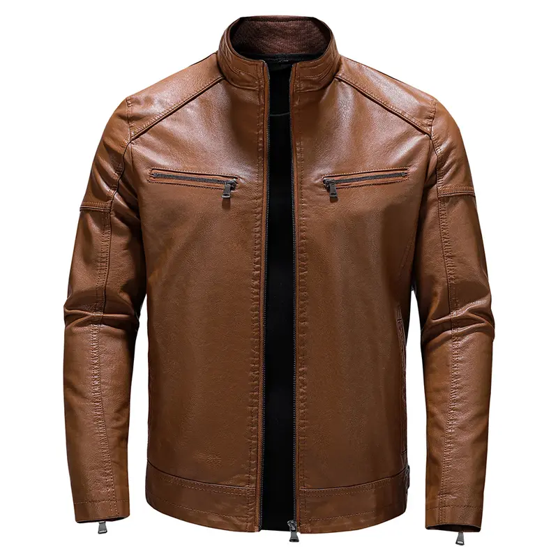 Autumn Winter Men's PU Leather Jacket Stylish Men Windbreaker Warm Zipper Biker Coats Men Business Leather Jackets Clothing