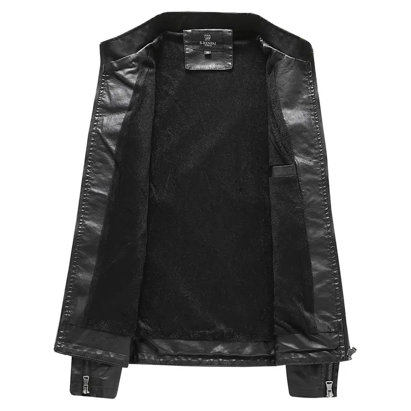 Autumn Winter Men's PU Leather Jacket Stylish Men Windbreaker Warm Zipper Biker Coats Men Business Leather Jackets Clothing
