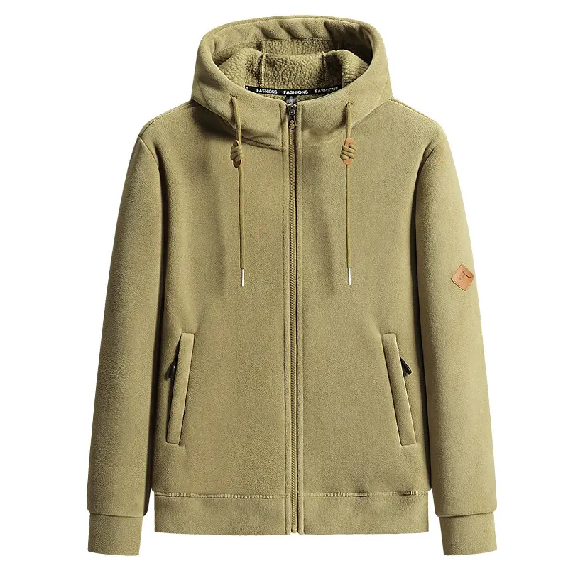 Winter Men's Polartec Jackets Casual Male Outwear Velvet Windbreaker Work Hooded Coats Mens Soft Shell Warm Jackets Clothing