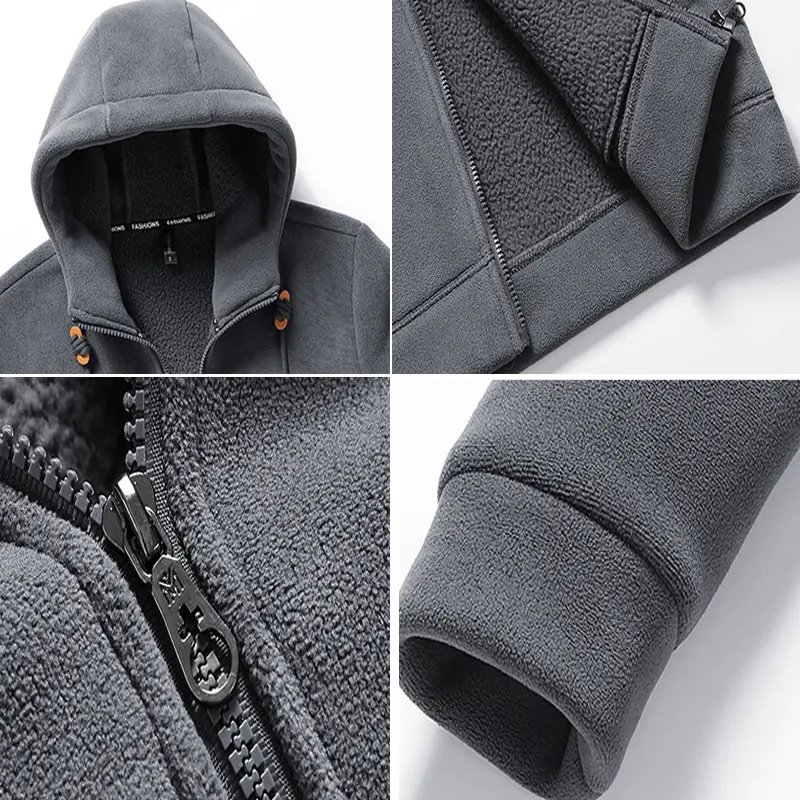 Winter Men's Polartec Jackets Casual Male Outwear Velvet Windbreaker Work Hooded Coats Mens Soft Shell Warm Jackets Clothing
