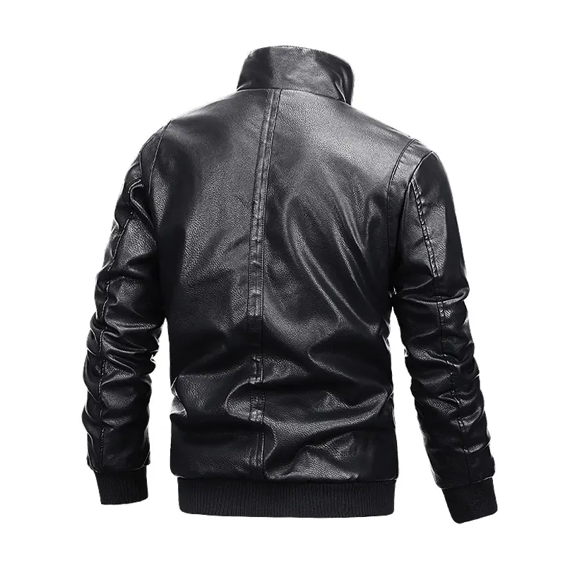 Winter Men's PU Leather Jackets Fashion Men Retro Zipper Biker Leather Coats Men Fleece Lined Warm Windbreaker Jackets Clothing