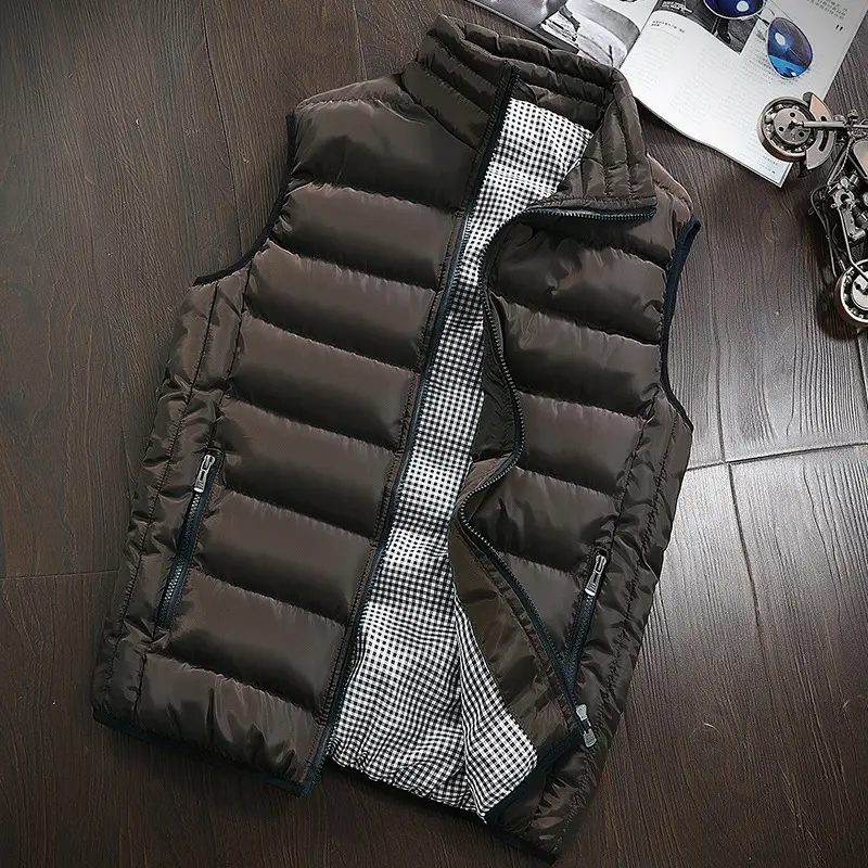 Autumn Winter Men's Warm Sleeveless Jackets Fashion Men Stand Collar Windbreaker Waistcoats Men Thicken Padded Vests Clothing