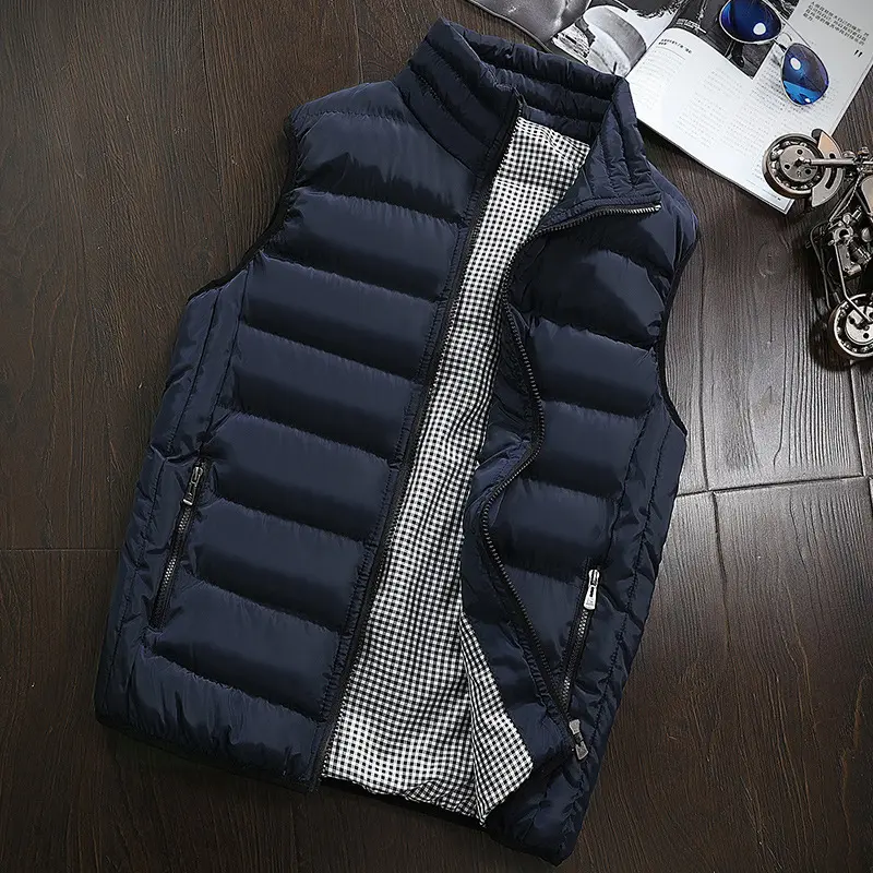 Autumn Winter Men's Warm Sleeveless Jackets Fashion Men Stand Collar Windbreaker Waistcoats Men Thicken Padded Vests Clothing