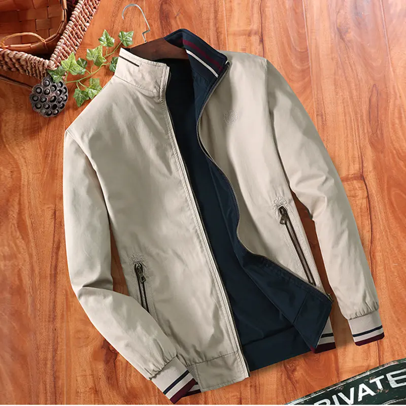 Spring Autumn Men's Lightweight Jacket Casual Men Stand Collar Windbreaker Work Wear Coats Men Cotton Business Jackets Clothing