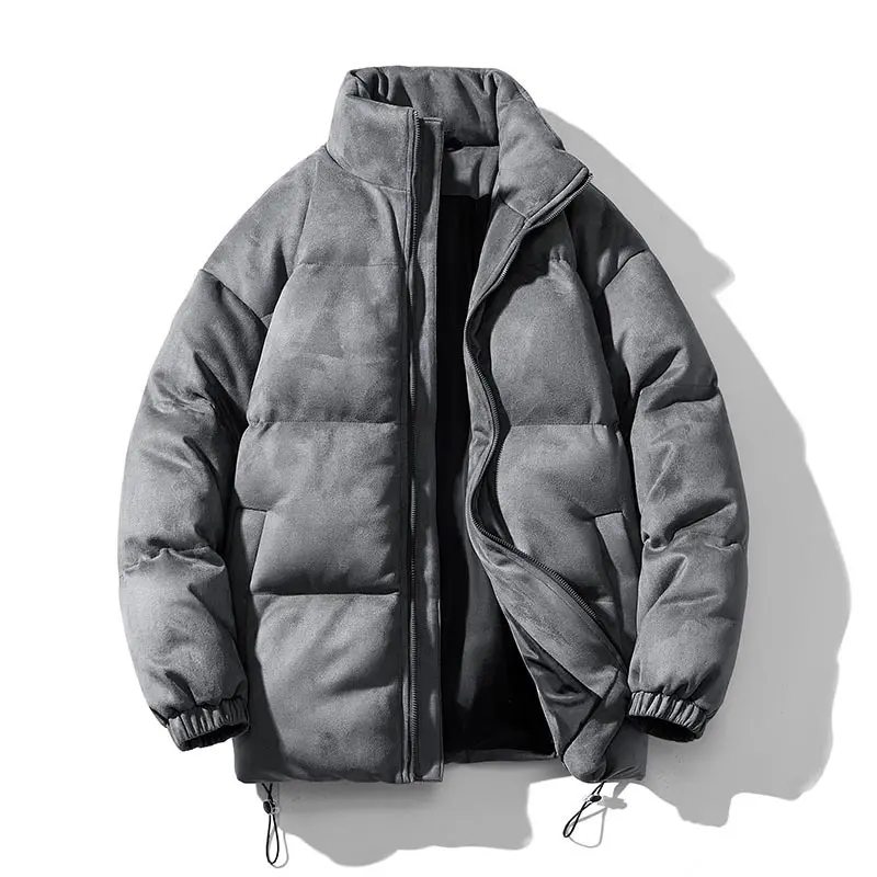 Winter Men's Warm Padded Jackets Fashion Men Suede Cotton Down Parkas Men Stand Collar Thermal Windbreaker Jacket Clothing