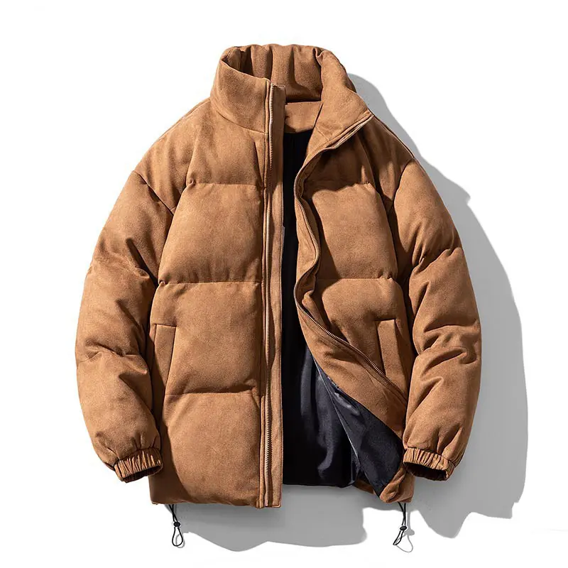 Winter Men's Warm Padded Jackets Fashion Men Suede Cotton Down Parkas Men Stand Collar Thermal Windbreaker Jacket Clothing