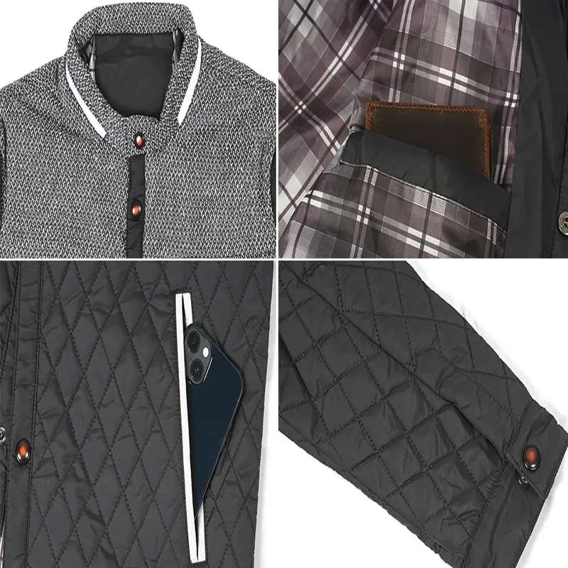 Autumn Winter Men's Padding Jackets Casual Cotton Thick Warm Diamond Coats for Man Patchwork Windbreaker Bomber Jackets Clothing