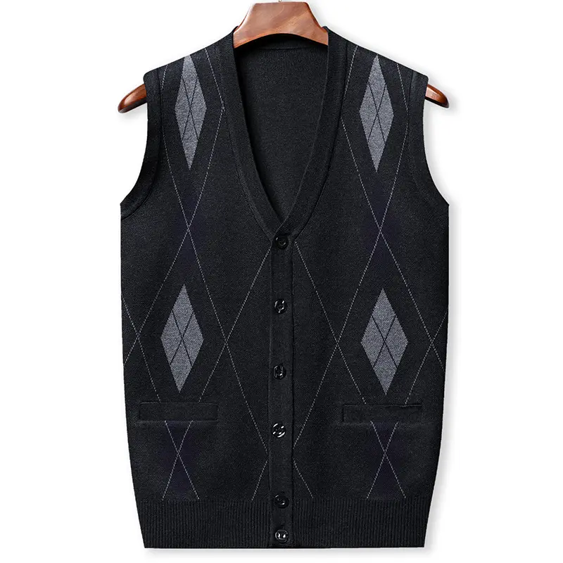 Autumn Men's Knitted Cardigan Vests Man Retro V-Neck Cardigan Jumper Knitted Waistcoats Casual Men Warm Sweater Vests Clothing