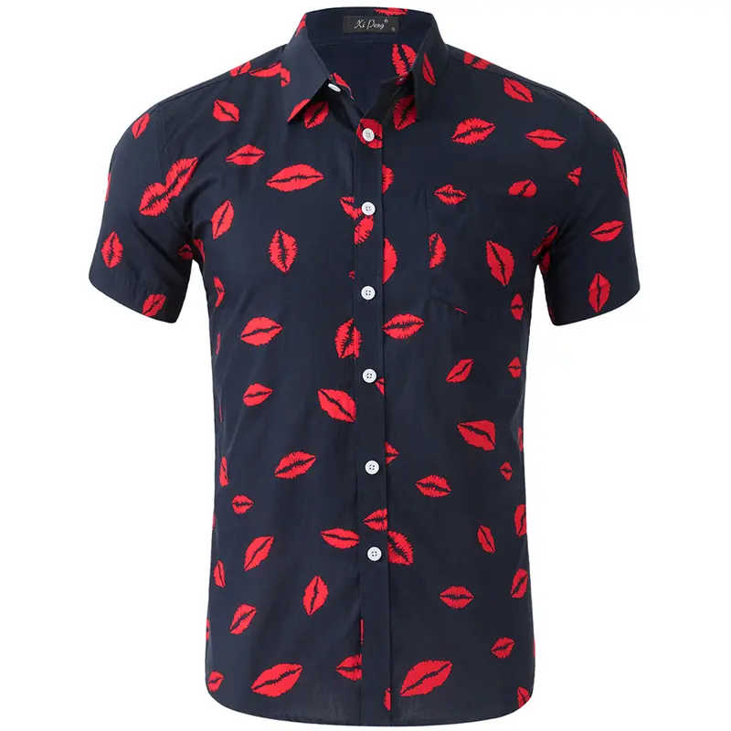Summer Men's Beach Shirt Fashion Men Short Sleeve Tencel Cotton Breathable Tops Shirt Men Printed Hawaiian Swimminng Shirts