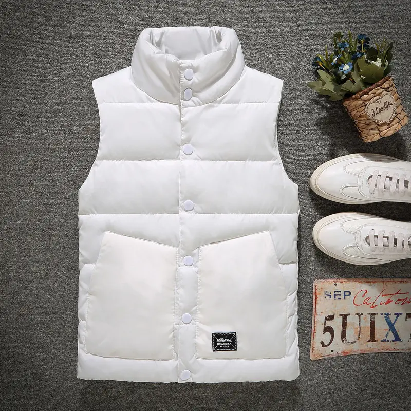 Winter Men's Warm Sleeveless Vest Fashion Man Cotton-Padded Vest Coats Men Thicken Stand Collar Windbreaker Waistcoats Clothing