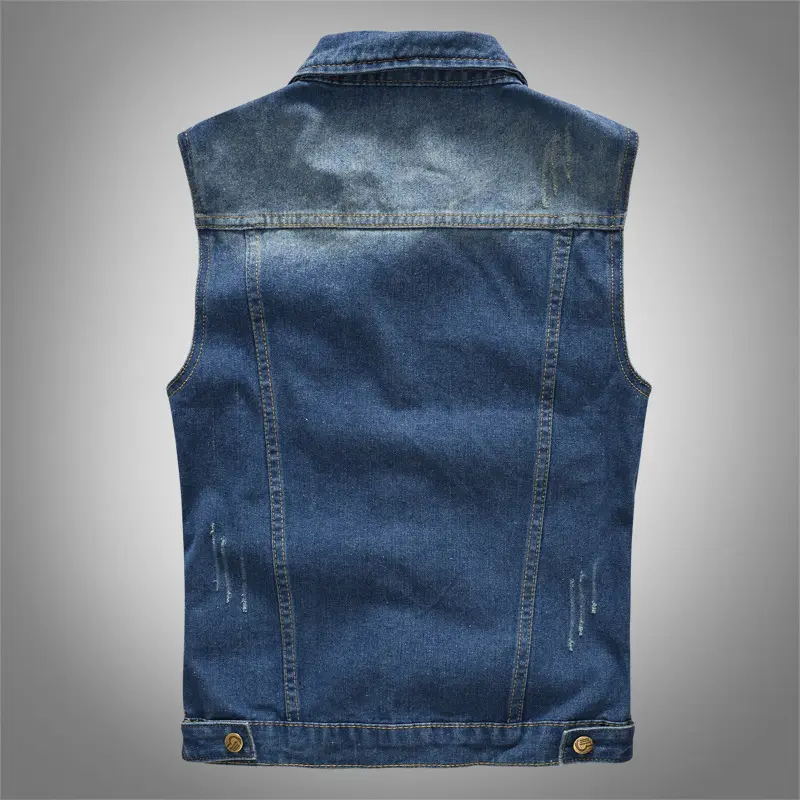 Spring Summber Men's Denim Vests Vintage Cotton Jeans Waistcoats Mens Fashion Ripped Biker Sleeveless Jackets Clothing