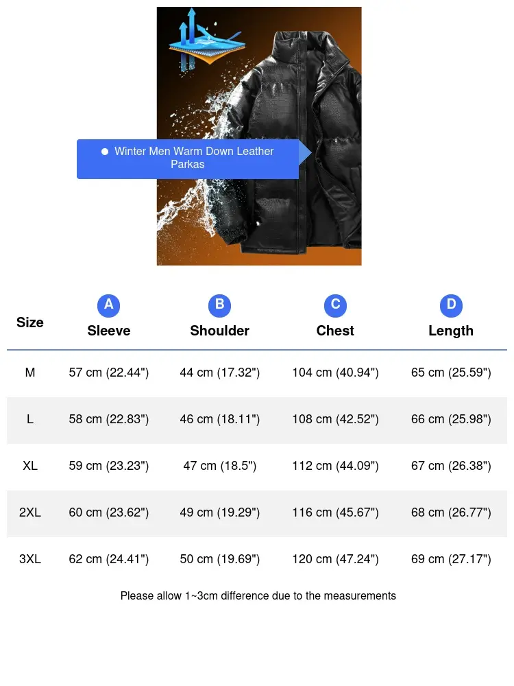 Winter Mens Warm Down Padded Jackets Fashion Man Retro Cotton Windbreaker Leather Parkas Men Thermal Waterproof Jackets Clothing
