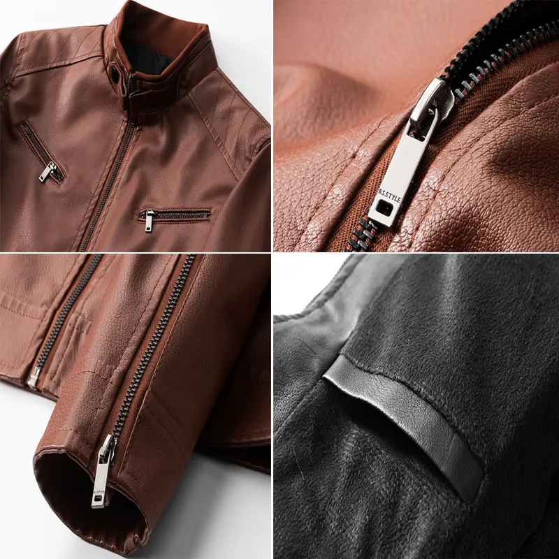 Winter Mens Warm PU Leather Jackets Fashion Men Retro Fleece Lined Motorcycle Jacket Men Thick Windbreaker Zipper Leather Jacket