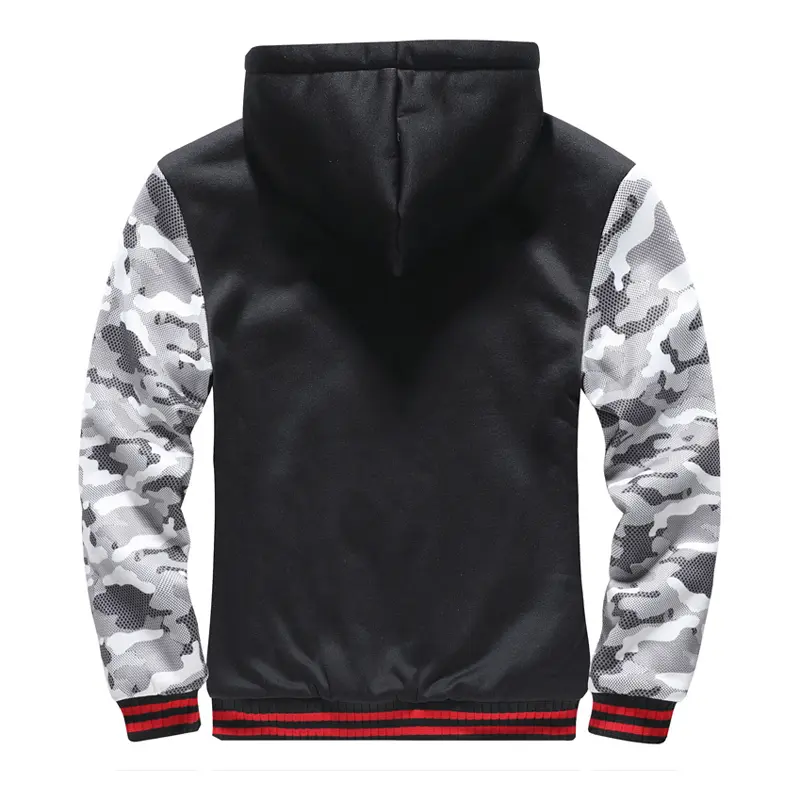 Autumn Winter Men's Warm Hooded Jackets Fashion Men Camo Fleece Lined Windbreaker Zipper Hoodies Men Sports Cardigan Jackets 5XL