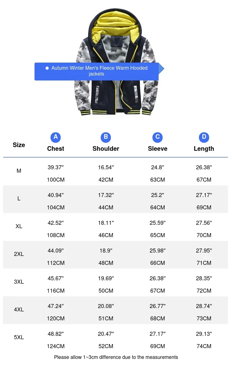 Autumn Winter Men's Warm Hooded Jackets Fashion Men Camo Fleece Lined Windbreaker Zipper Hoodies Men Sports Cardigan Jackets 5XL