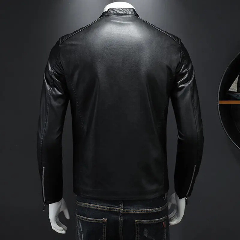 Spring Autumn Men's PU Leather Jacket Men Biker Windbreaker Zipper Jackets Mens Retro Business Leather Coats Clothing 5XL