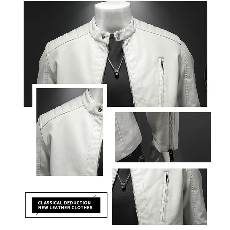 Spring Autumn Men's PU Leather Jacket Men Biker Windbreaker Zipper Jackets Mens Retro Business Leather Coats Clothing 5XL