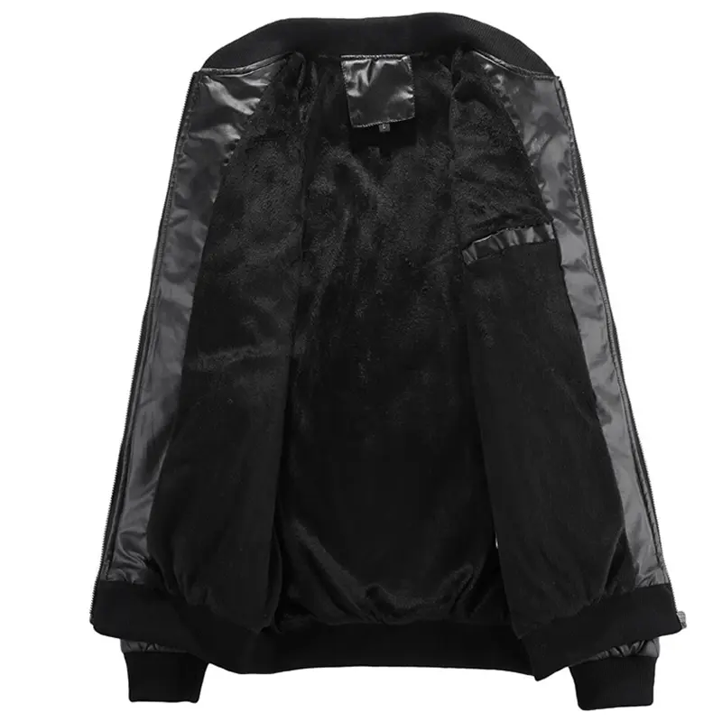 DIMUSI Men's Jacket Fashion Man Fleece Vintage Leather Coats Casual Outwear Faux Leather Motorcycle Jackets Biker Coats Clothing