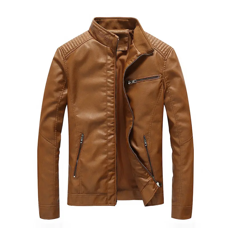 Spring Autumn Men's PU Leather Jacket Stylish Men Zipper Business Leather Coats Men Windbreaker Motorcycle Jackets Clothing