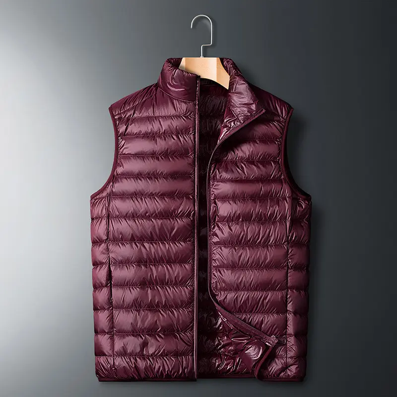 Winter Men Ultra Light Warm Vests Fashion Men Stand Collar Padded Waistcoats Outdoor Men Lightweight Down Sleeveless Jackets 4XL
