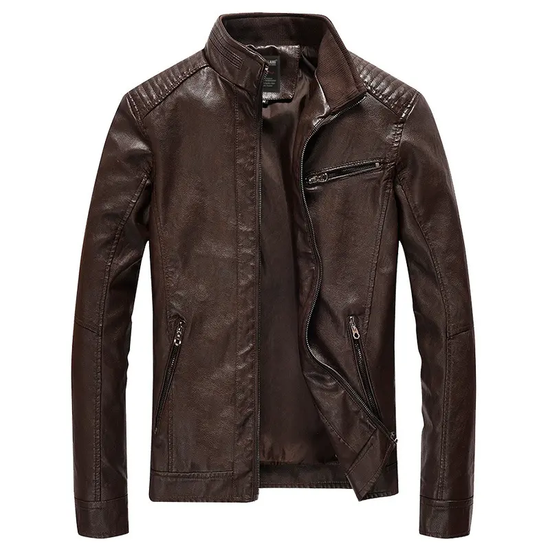 Spring Autumn Men's PU Leather Jacket Stylish Men Zipper Business Leather Coats Men Windbreaker Motorcycle Jackets Clothing