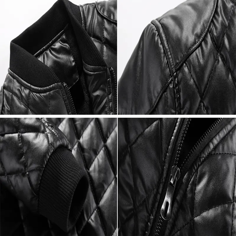 DIMUSI Men's Jacket Fashion Man Fleece Vintage Leather Coats Casual Outwear Faux Leather Motorcycle Jackets Biker Coats Clothing