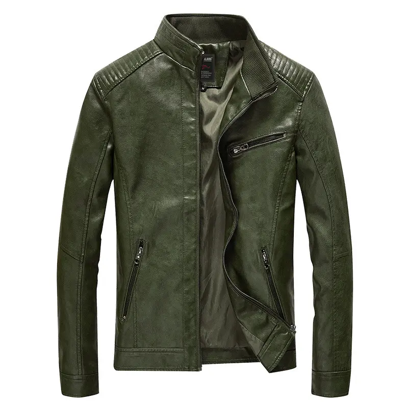 Spring Autumn Men's PU Leather Jacket Stylish Men Zipper Business Leather Coats Men Windbreaker Motorcycle Jackets Clothing