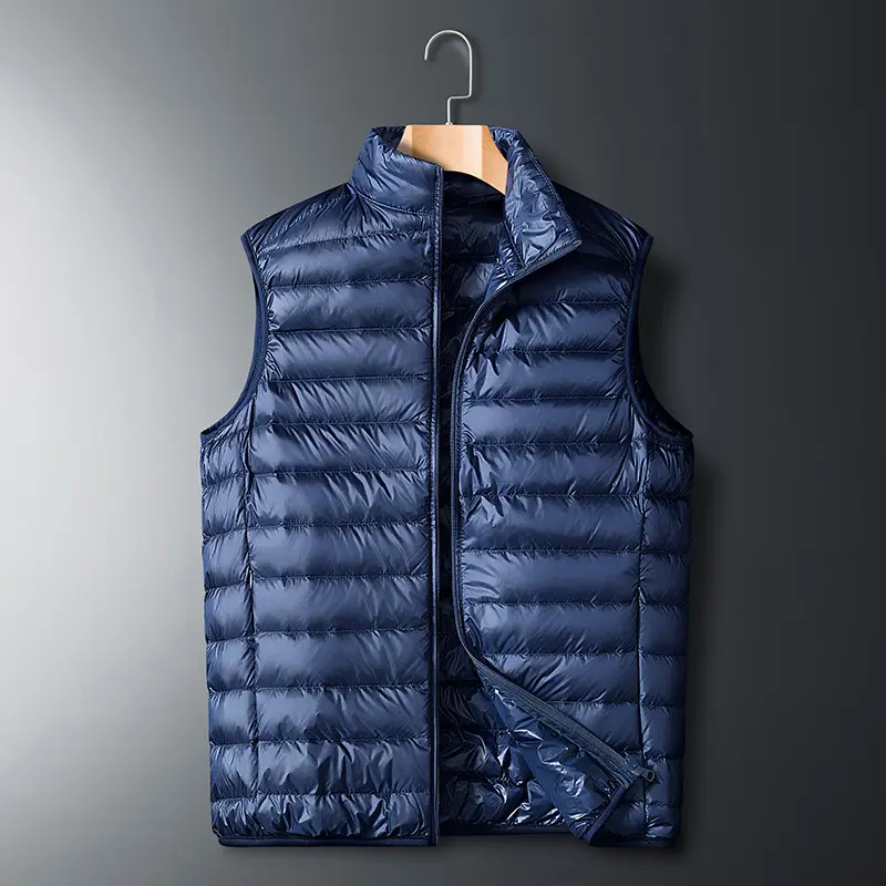 Winter Men Ultra Light Warm Vests Fashion Men Stand Collar Padded Waistcoats Outdoor Men Lightweight Down Sleeveless Jackets 4XL