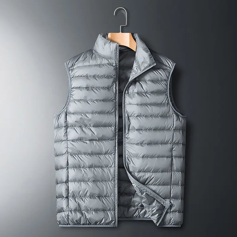 Winter Men Ultra Light Warm Vests Fashion Men Stand Collar Padded Waistcoats Outdoor Men Lightweight Down Sleeveless Jackets 4XL
