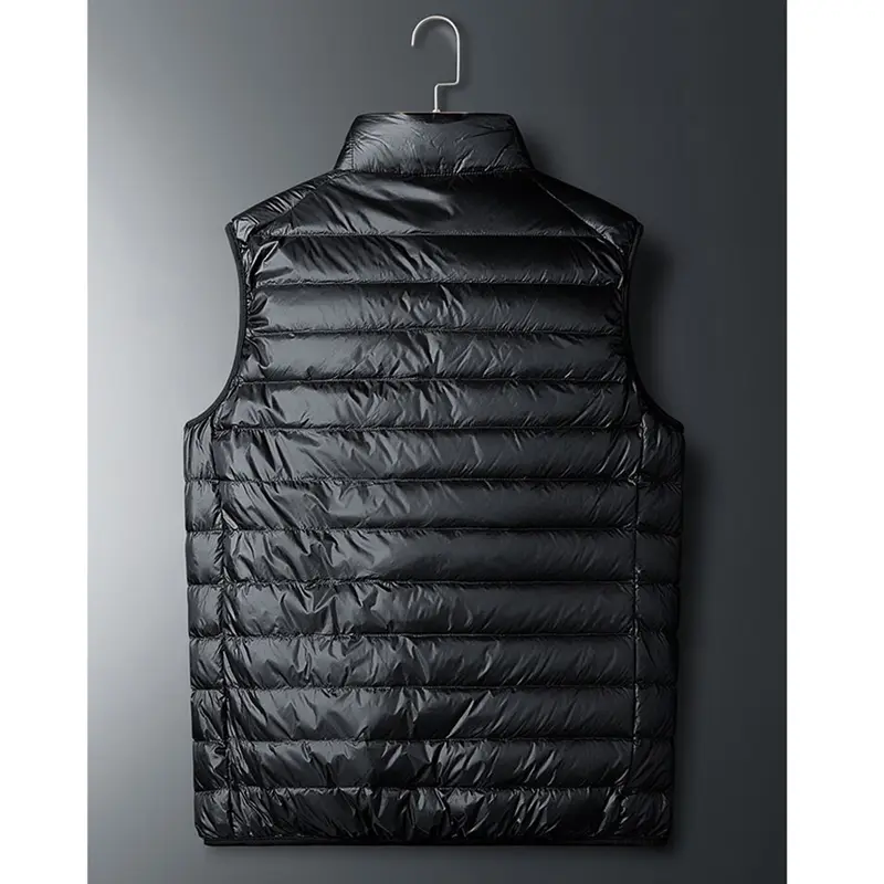 Winter Men Ultra Light Warm Vests Fashion Men Stand Collar Padded Waistcoats Outdoor Men Lightweight Down Sleeveless Jackets 4XL
