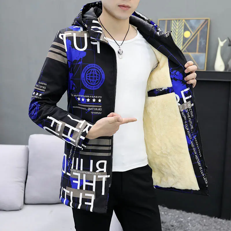 DIMUSI Winter Mens Bomber Zipper Jacket Man Fashion Long Fleece Warm Padded Hooded Coats Casual Windbreaker Jackets Men Clothing