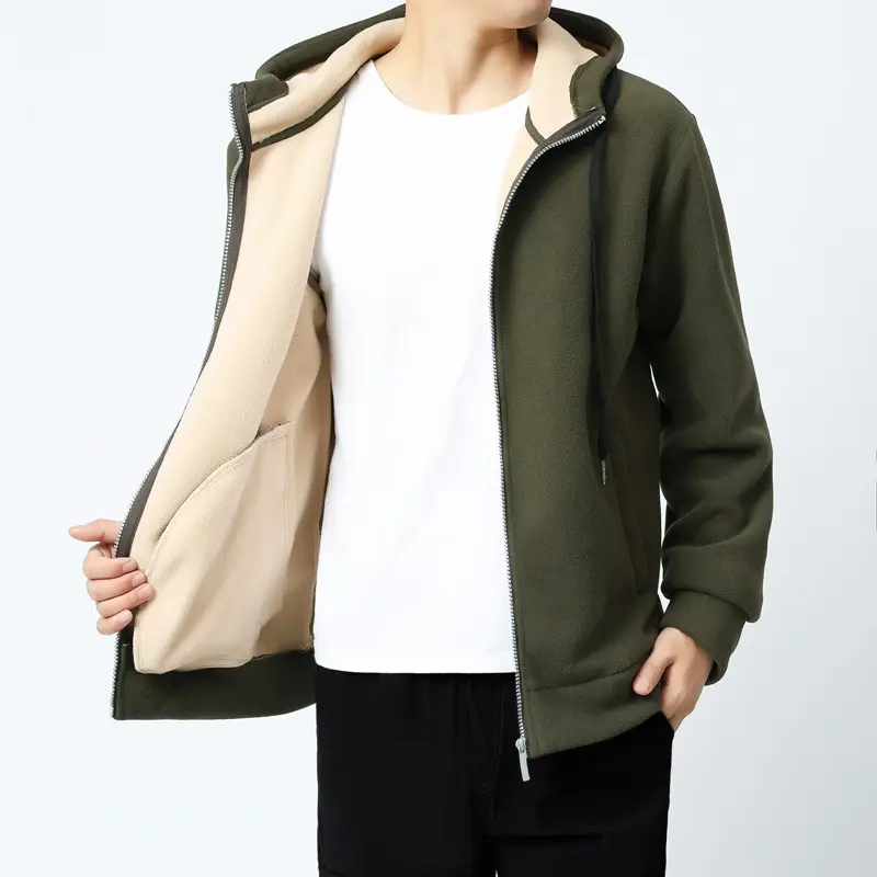 Autumn Winter Men's Fleece Warm Jackets Fashon Men Soft Shell Windbreaker Hooded Coats Men Polartec Padded Jackets Clothing