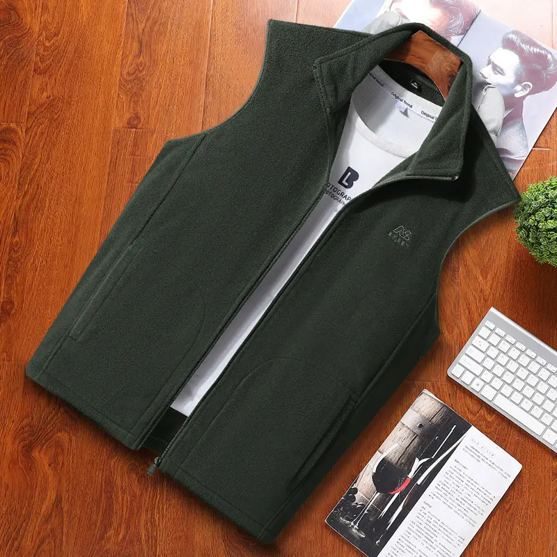 Winter Men's Fleece Pullover Vest Men Outdoor Warm Windbreaker Waistcoats Men Stand Collar Climbing Sleeveless Jackets Clothing