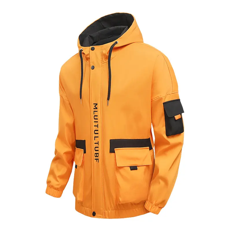 Spring Autumn Men's Bomber Jacket Casual Men Hiking Waterproof Hooded Coats Men Sports Zipper Windbreaker Jacket Clothing 5XL
